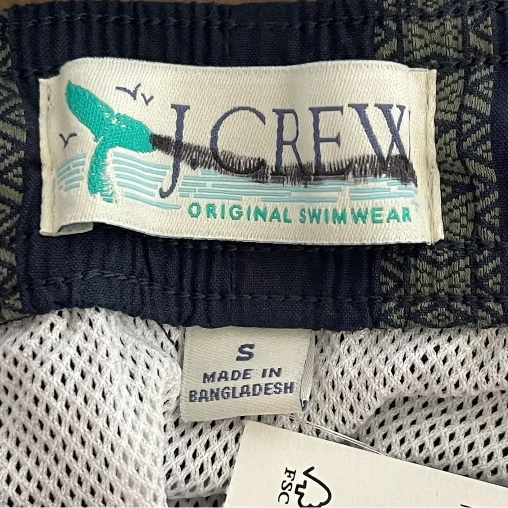 J Crew NWT Men’s 6” Swim Trunk Size Small Cotton Nylon Blend in Dobby Stripe